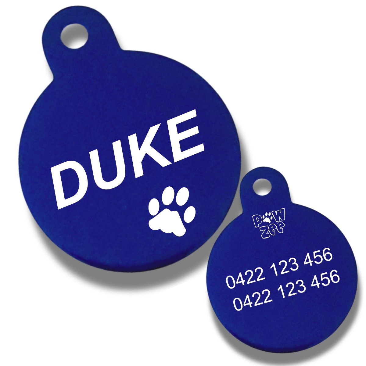 Dog Tag Aluminium Round DARK BLUE Pet ID Tags AU