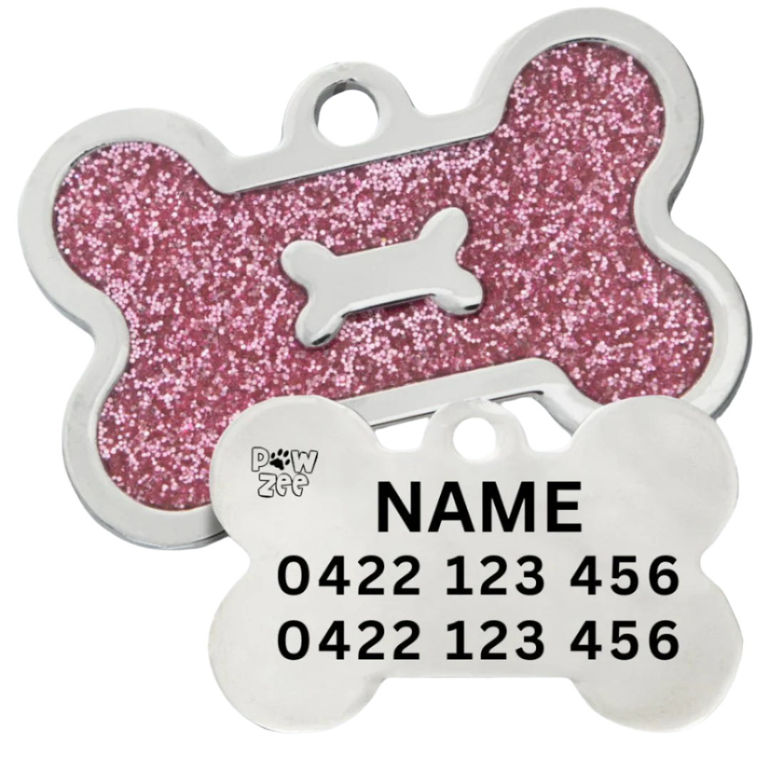 Pet ID Tags 2 for 30 Engraved Pawzee Glitter Pet ID Tags