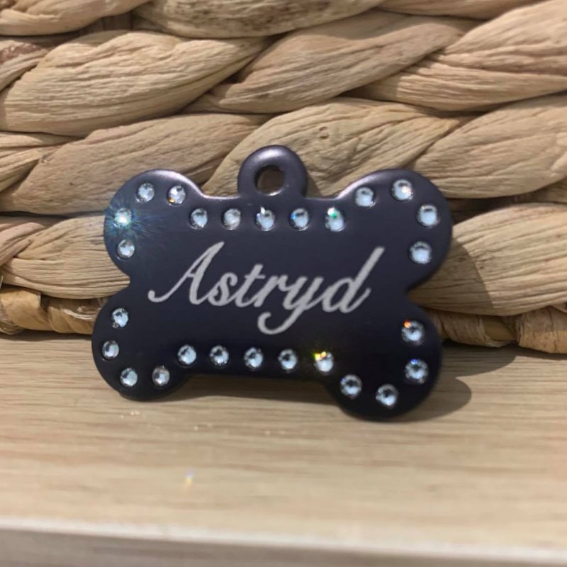 Black Swarovski Crystal Pet ID Tags