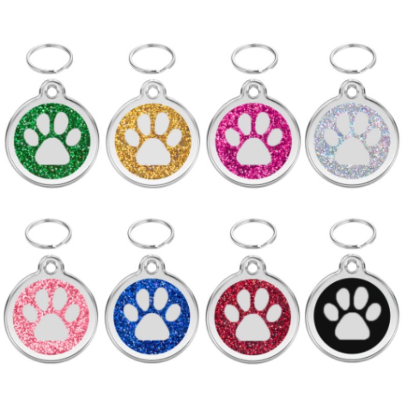 Glitter Dog Tags for Pets, Durable Stainless Steel