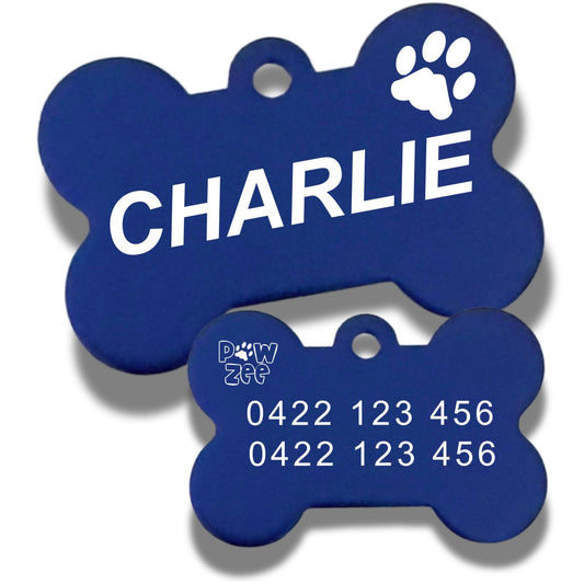 Dog Tag Aluminium Bone DARK BLUE