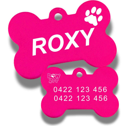 Engraved Dog Tag Bone Aluminum PINK