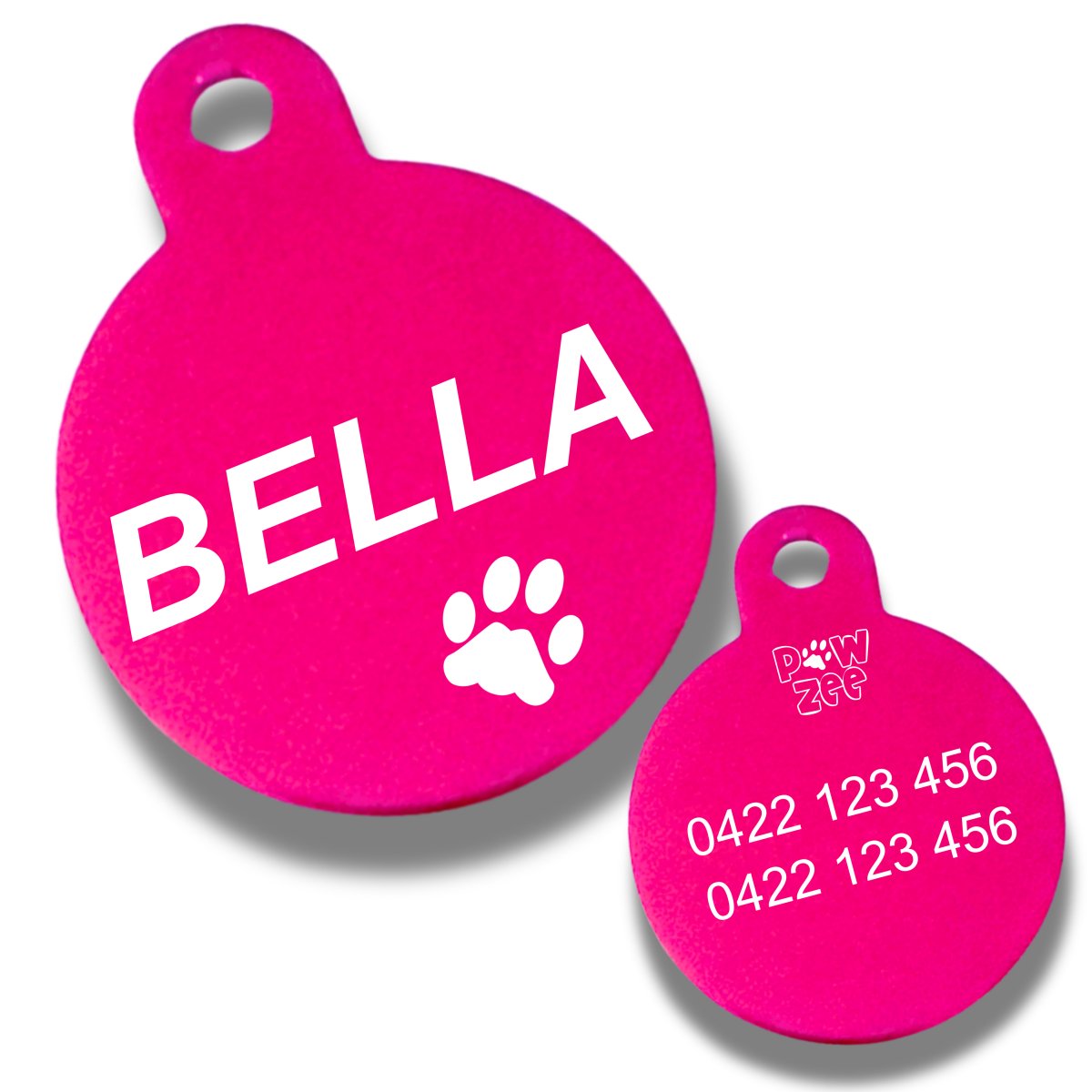 Pet Tag Aluminium Round PINK