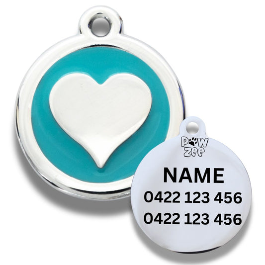 BLUE Heart Designer Pet Tag