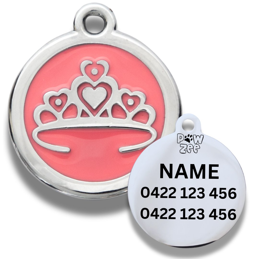 PURPLE Tiara Crown Designer Pet Tag