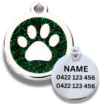 Designer Pet Tag Glitter Paw RED