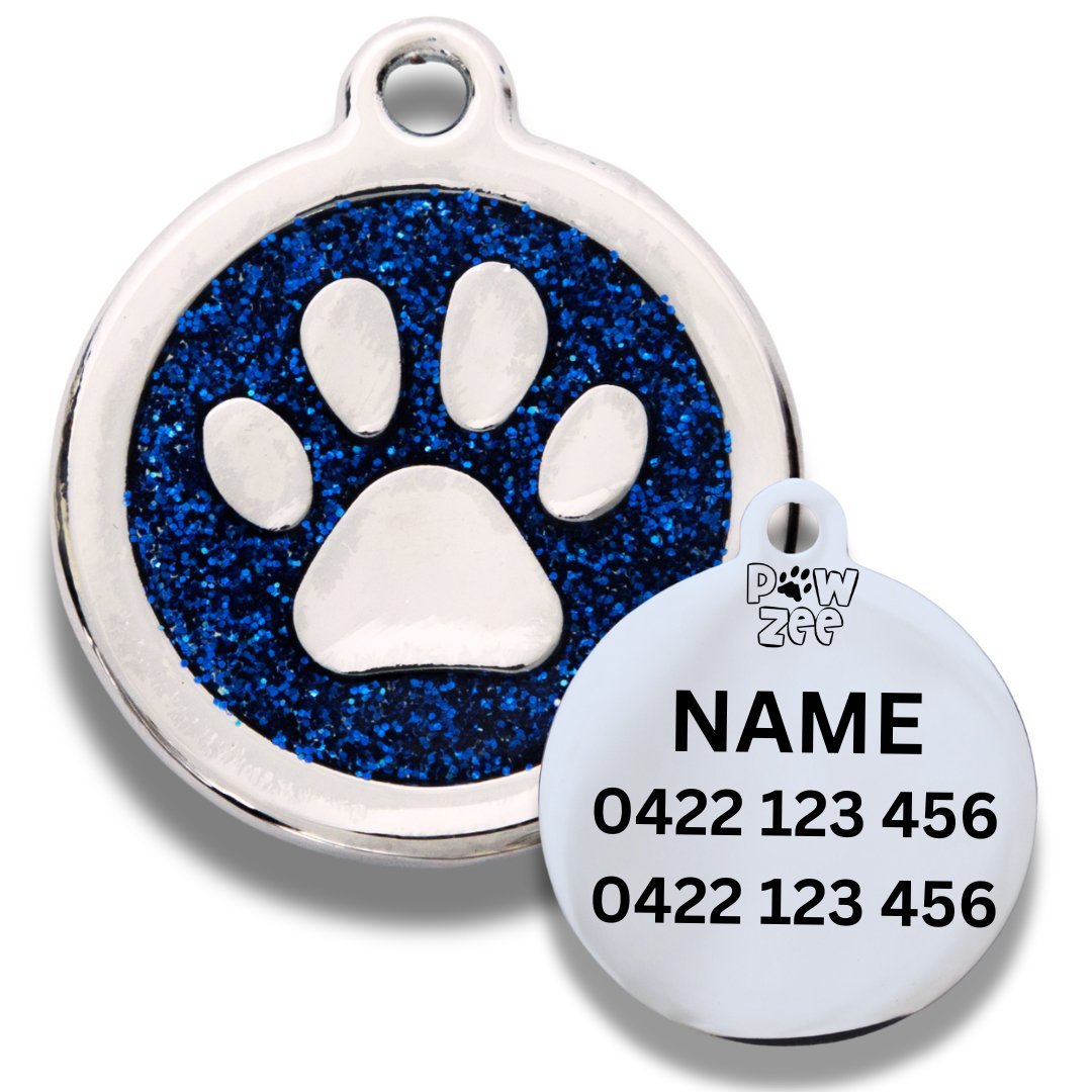 Designer Pet Tag Glitter Paw RED