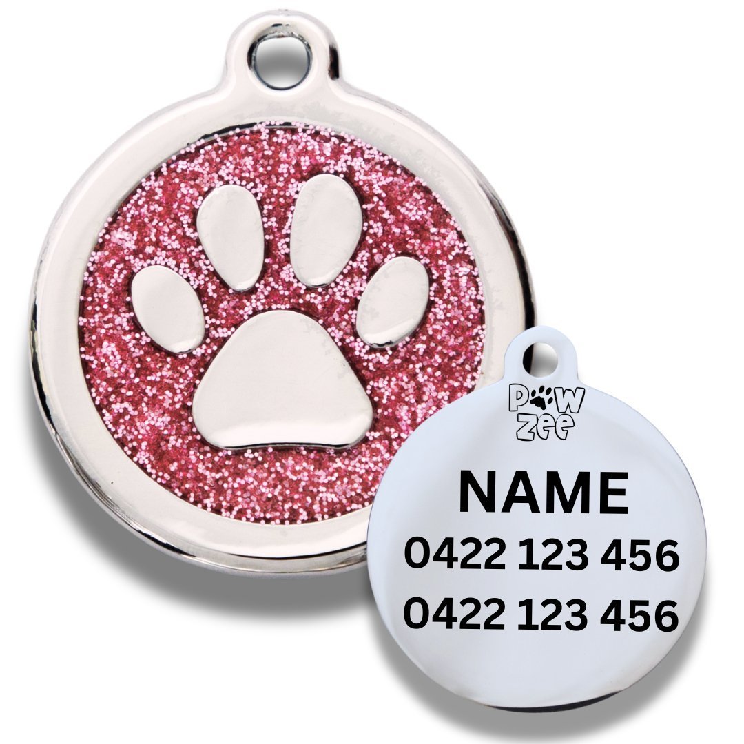 Dog Tag Black Pawzee Shiny Metal Pet ID Tags Australia