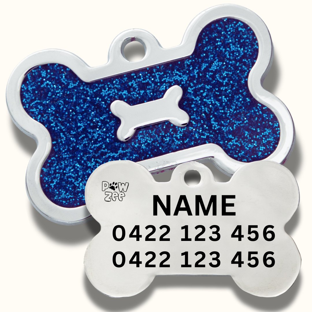 Dog Tag Designer Glitter Bone GOLD