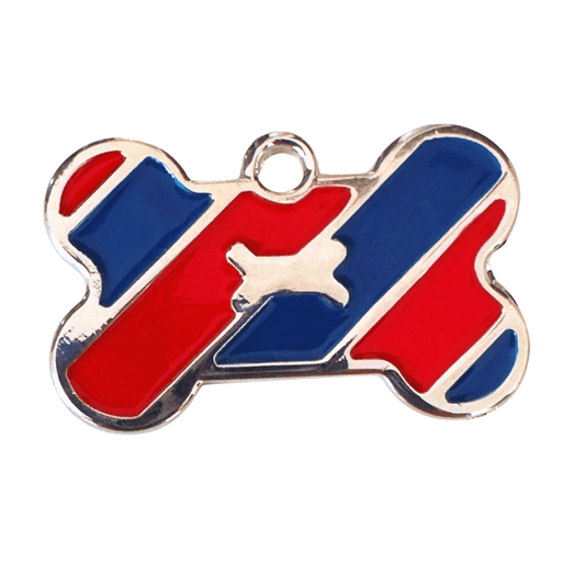 Dog Tag Designer Stripe - Blue/Red