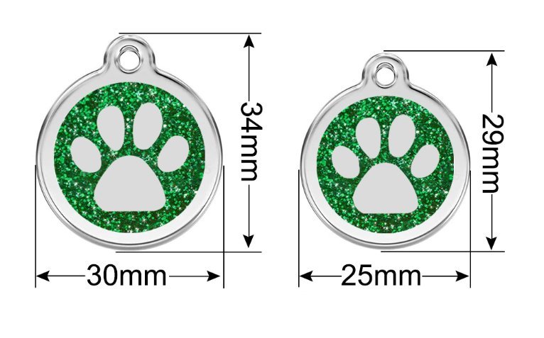 Pink Pawzee Glitter Metal Pet Tag - Pet ID Tags