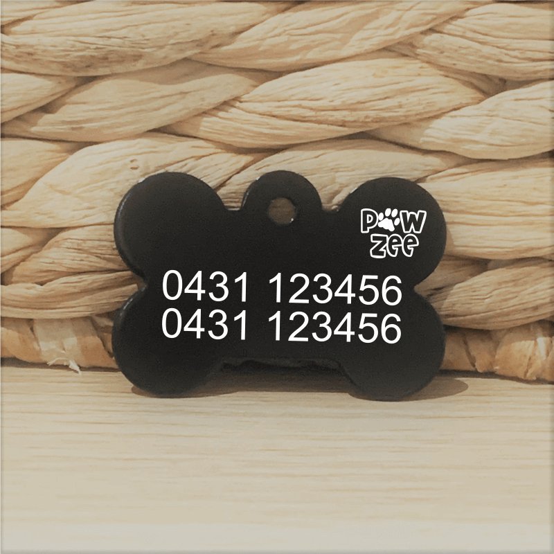 Black Bone Light Pawzee Pet Tags Engraved - Pet ID Tags