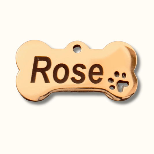 Stainless Steel Dog Name Tag Rose Gold Bone