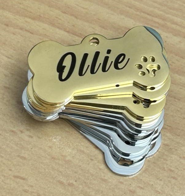 Gold dog name tags best sale